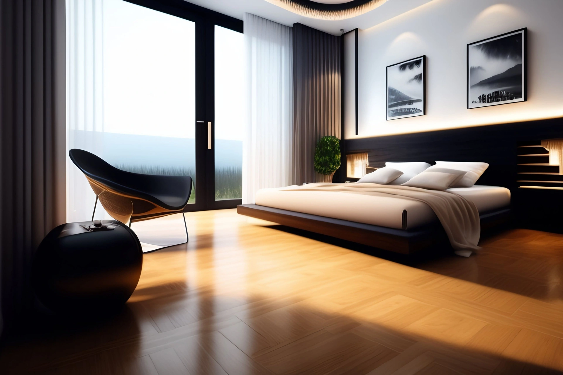 bedroom-with-bed-chair-front-sliding-glass-door konaklama